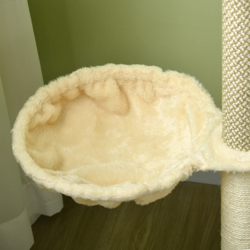 PawHut Kratzbaum Katzenbaum, 1 Katzenbett, 1 Katzenhöhle, 2 Liegeflächen, 124 cm x 59 cm x 40cm +Beige