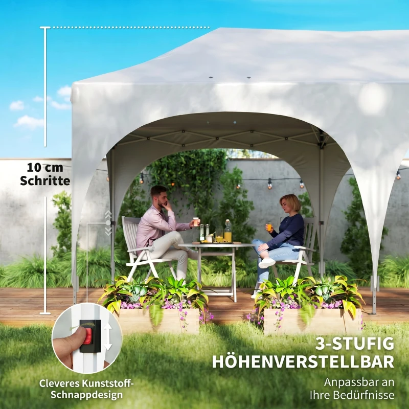Outsunny 3 x 6 m Pop-Up-Pavillon mit Seitenwänden, 6 Sandsäcken, höhenverstellbarem Dach, Gartenparty-Zelt mit Tragetasche