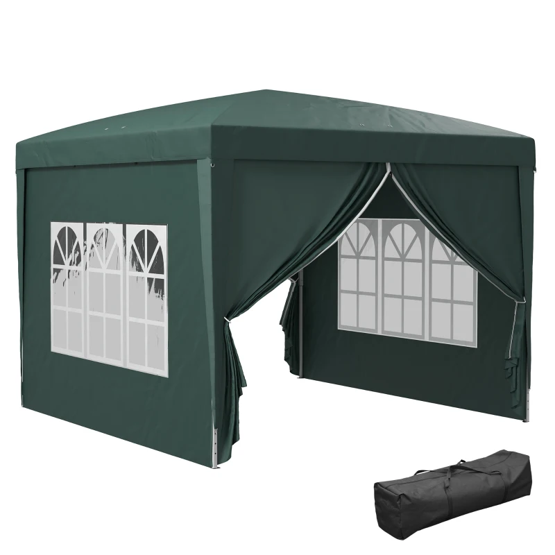 Outsunny Tonnelle Barnum Tente de réception Pliante 3 x 3 x 2,58 m avec fenêtres + Sac de Transport vert