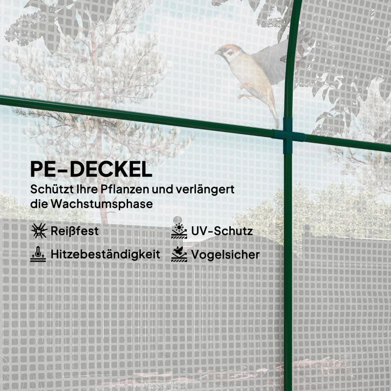 Outsunny Gewächshaus, Tragbares Pflanzenhaus mit Stahlrahmen und Kunststoff-Abdeckung, Weiß