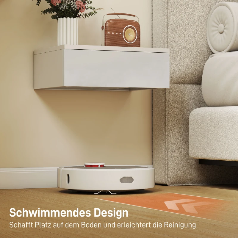 HOMCOM 2er-Set Nachttische, wandmontiertes Design, Schublade, für Schlafzimmer, Spanplatte, Weiß