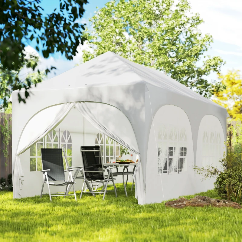 Outsunny 3 x 6 m pop-up paviljoen met zijwanden, 6 zandzakken, hoogteverstelbaar dak, tuinfeest-tent met draagtas