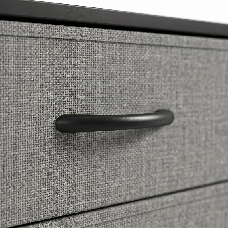 HOMCOM Cómoda con 5 Cajones de Tela Cómoda para Dormitorio Marco de Acero Cajonera para Salón Oficina Gris Oscuro y Negro