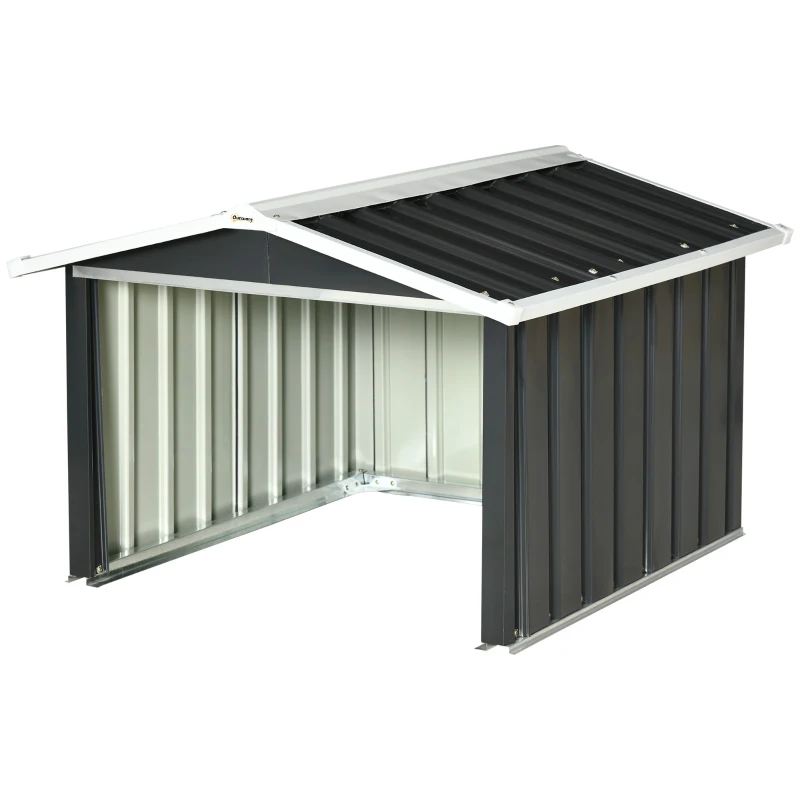 Outsunny Garaje para Robot Cortacésped de Acero Galvanizado con Techo Dos Aguas para Jardín Exterior 87x103x66 cm Gris Oscuro