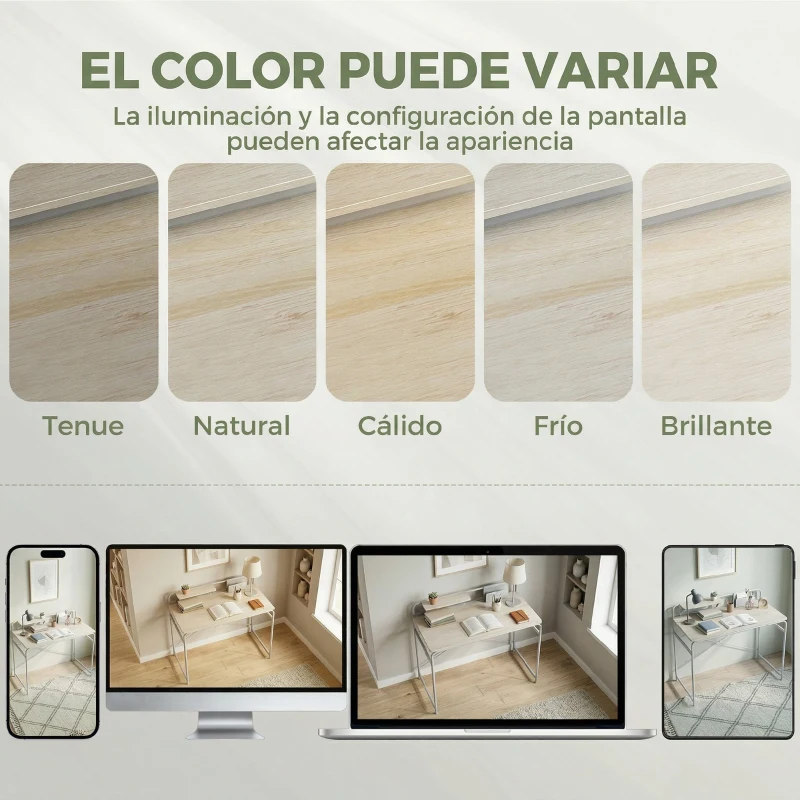 HOMCOM Mesa de Escritorio Moderno con Estante y Estructura de Metal Fácil Montaje 98x48x88,5 cm Roble