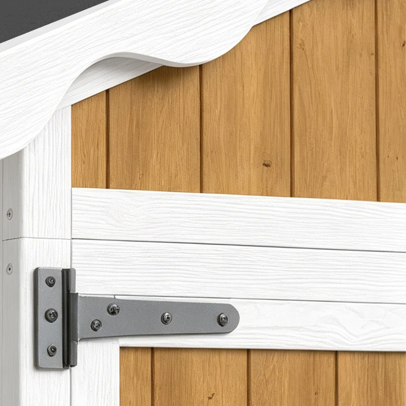 Outsunny Armário de Jardim de Madeira 105x55x179 cm Abrigo de Exterior com Portas 4 Prateleiras Extraíveis Teto Metal Galvanizado Madeira