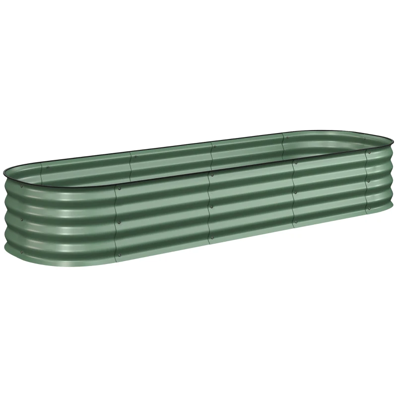 Outsunny Jardinière surélevée carré potager de jardin en acier modulable légumes, plantes, fleurs, dim. 195 x 62 x 30 cm vert