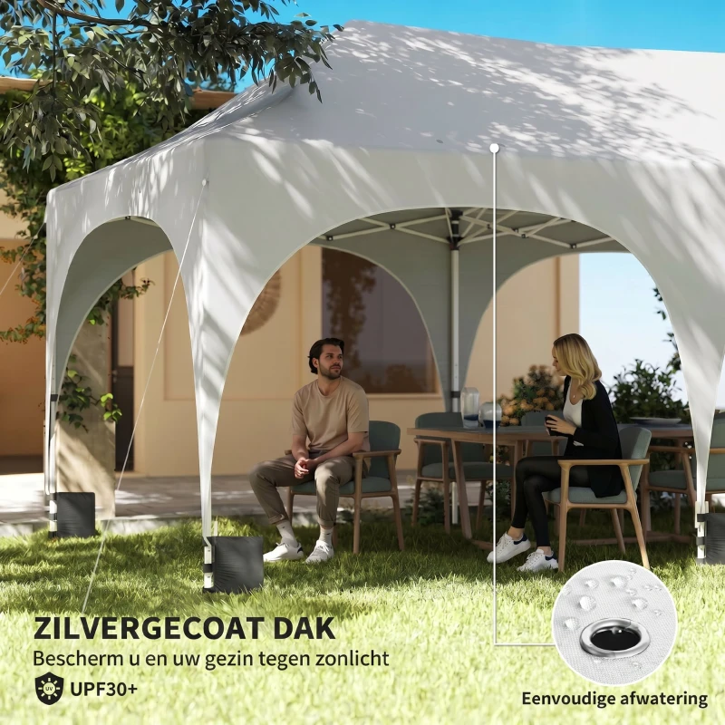 Outsunny 3 x 6 m pop-up paviljoen met zijwanden, 6 zandzakken, hoogteverstelbaar dak, tuinfeest-tent met draagtas