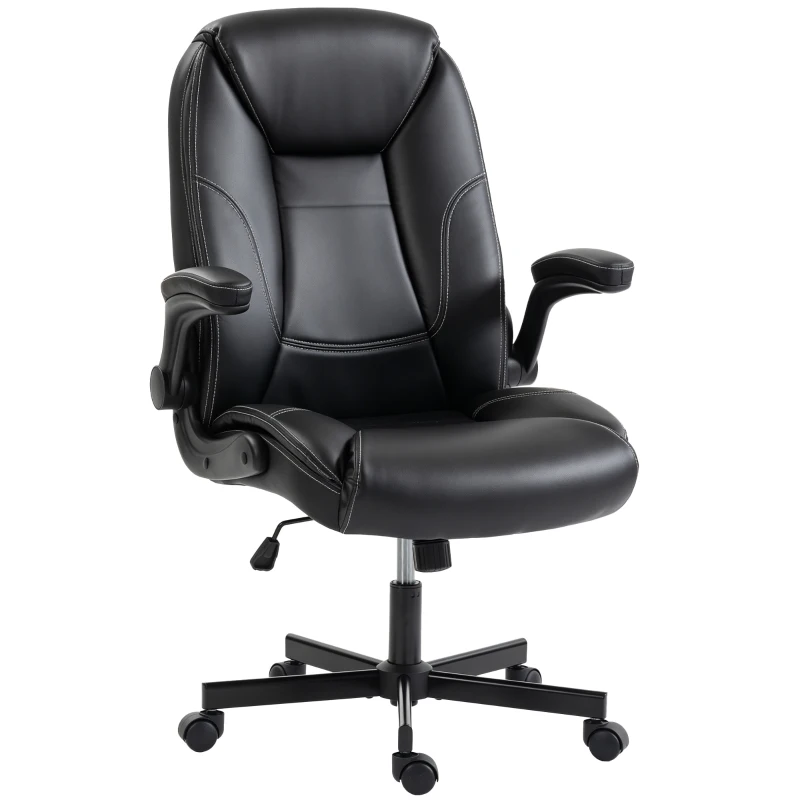 HOMCOM Chaise bureau ergonomique fauteuil de bureau accoudoirs relevables hauteur réglable fonction bascule noir
