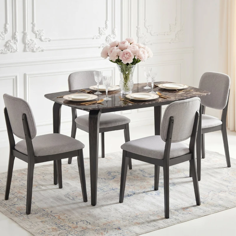 HOMCOM Tavolo 4 Persone, 130x70 cm, Moderno con Piano in Pietra Sinterizzata, Marrone