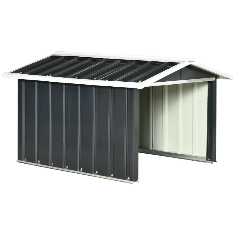 Outsunny Garaje para Robot Cortacésped de Acero Galvanizado con Techo Dos Aguas para Jardín Exterior 87x103x66 cm Gris Oscuro