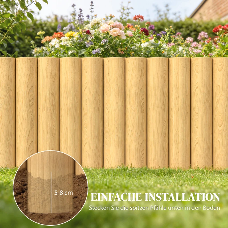 Outsunny Gartenzaun Zaun aus Holz 176 cm x 30 cm Zaunelemente Hundezaun für Garten Blumenbeete Tierbarriere