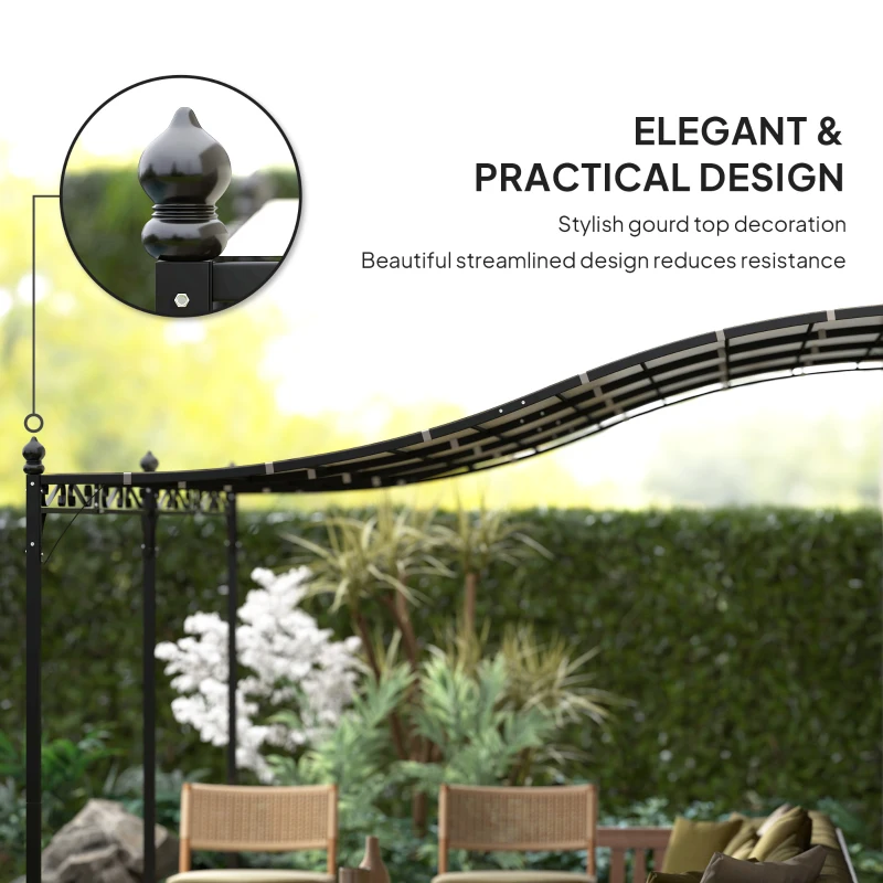 Outsunny Pergola 3 x 5 m, elastyczne zadaszenie ogrodowe z wodoodporną plandeką i metalowym stelażem, kremowa