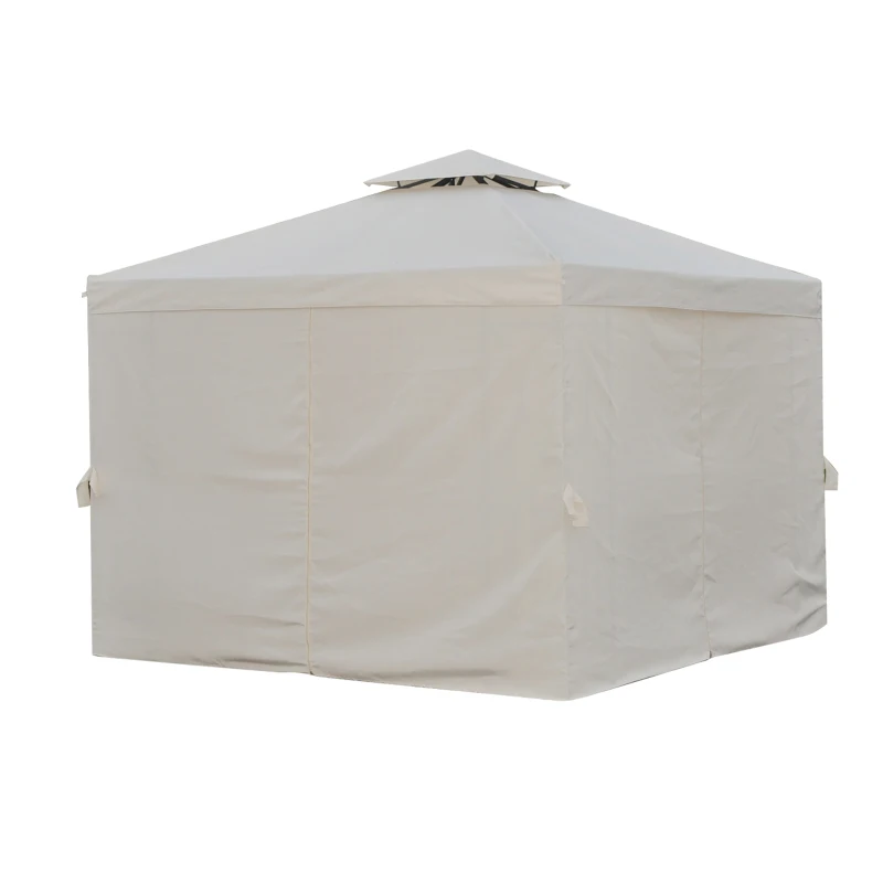 Outsunny Tonnlle de jardin barnum pavillon de jardin 3 x 3 double toit avec moustiquaires amovibles imperméable beige noir
