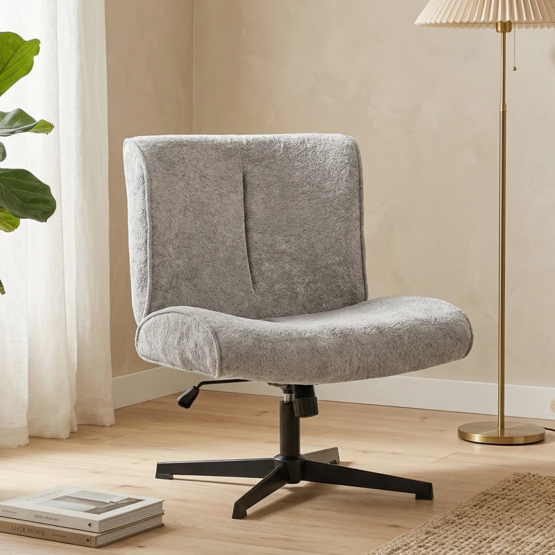 HOMCOM Drehbarer Akzentstuhl, Samtgepolsterter Lounge-Sessel mit Höhenverstellung für Wohnzimmer, Büro, Grau