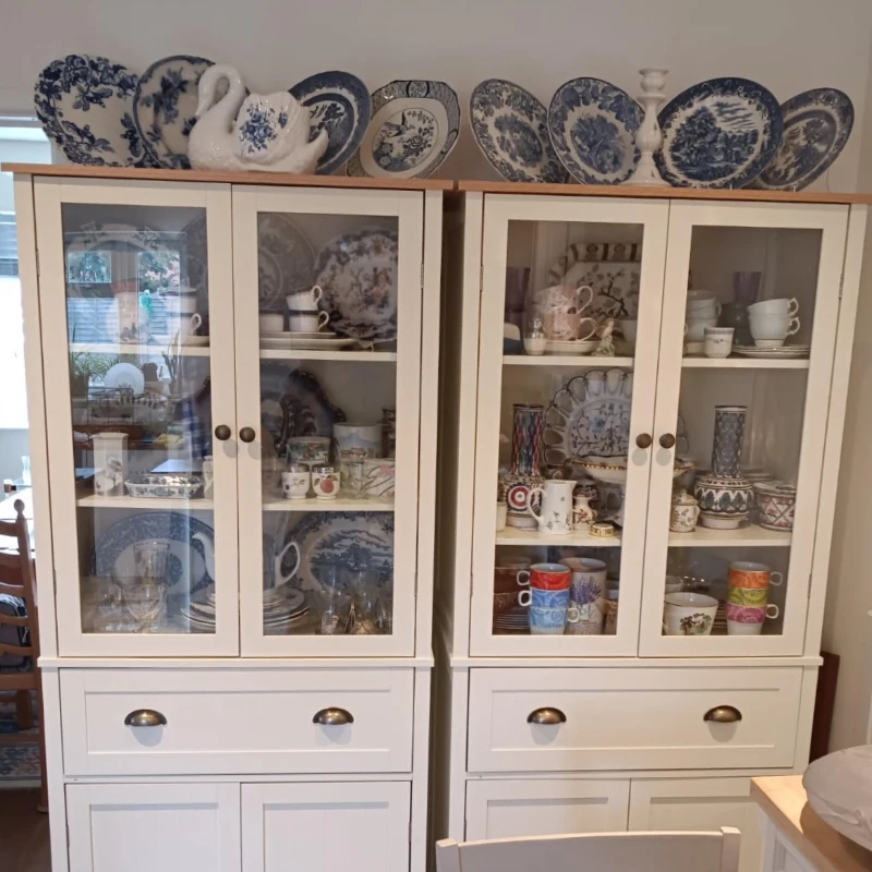 HOMCOM Freestanding Kitchen Cupboard, 5-tier Storage Cabinet with Adjustable Shelves and Drawer for Living Room, Dining Room, Cream White