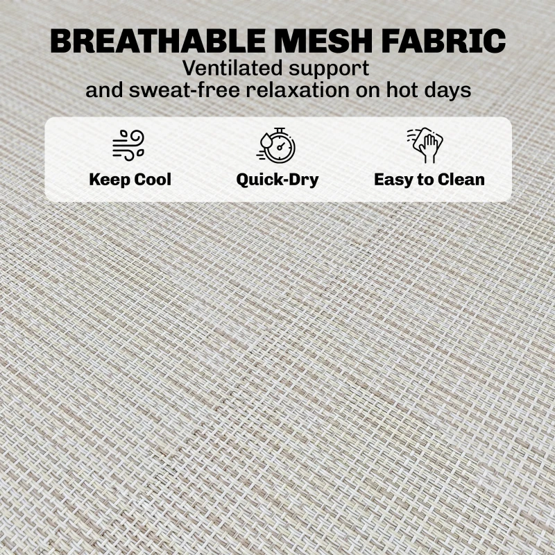 Outsunny Foldable Sun Lounger, Outdoor 4 Level Adjustable Backrest Reclining Chaise Chair, Steel Frame Recliner Chair for Camping, Hiking, Cream White