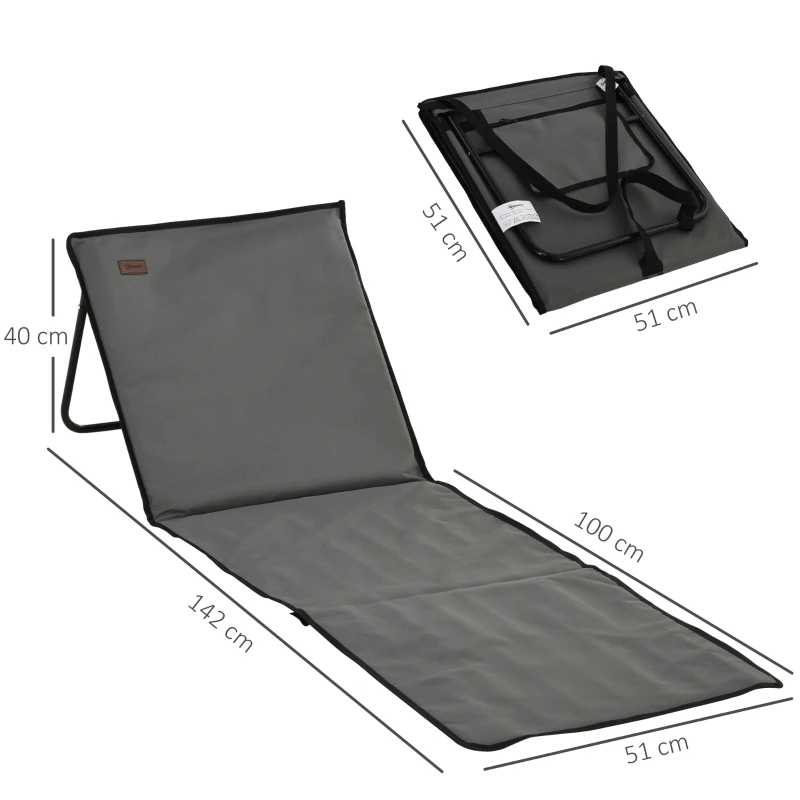 Outsunny Conjunto de 2 Esterillas de Playa Plegable con Respaldo Reclinable y Correa de Transporte 142x51x40 cm Gris