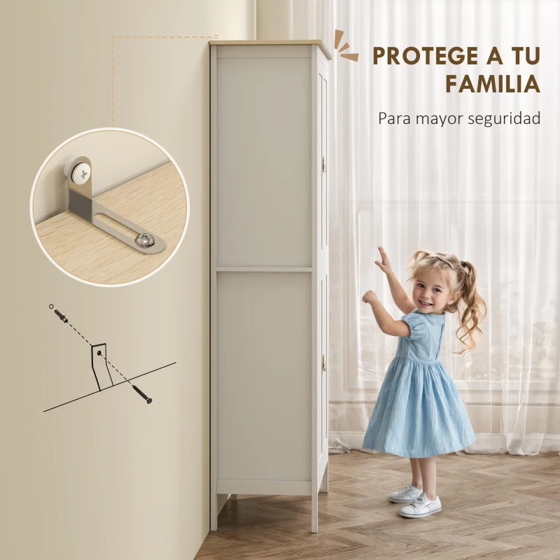 HOMCOM Alacena de Cocina Alta con Luz LED Sensor de Movimiento Iluminación Regulable en 3 Colores Blanco