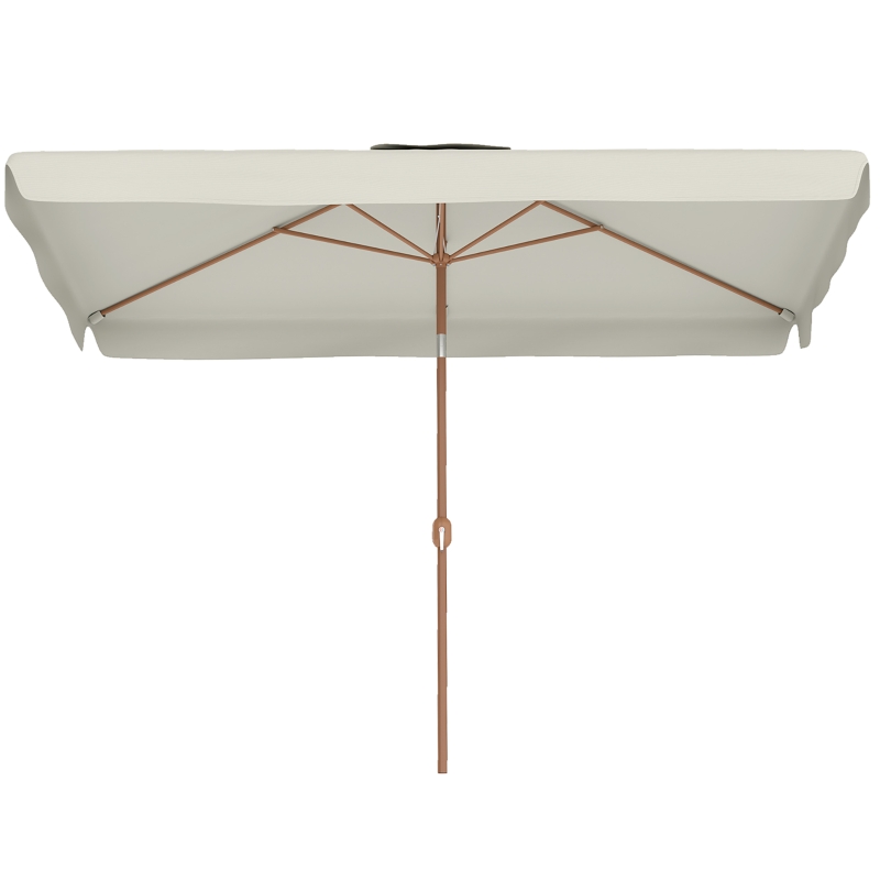 Outsunny Ombrellone Rettangolare da Giardino 2x3 m con Manovella, in Metallo e Poliestere, Crema