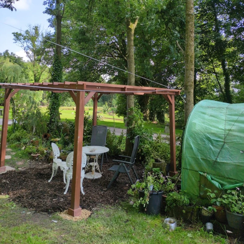 Outsunny 3.3 x 3.3 m Wooden Pergola Kit, Graden Pergola Gazebo Grape Trellis with Stable Structure for Climbing Vines, Flowers