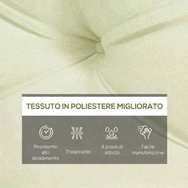 Outsunny Set 2 Cuscini da Giardino per Schienale e Seduta con Imbottitura Spessa in Poliestere, Crema