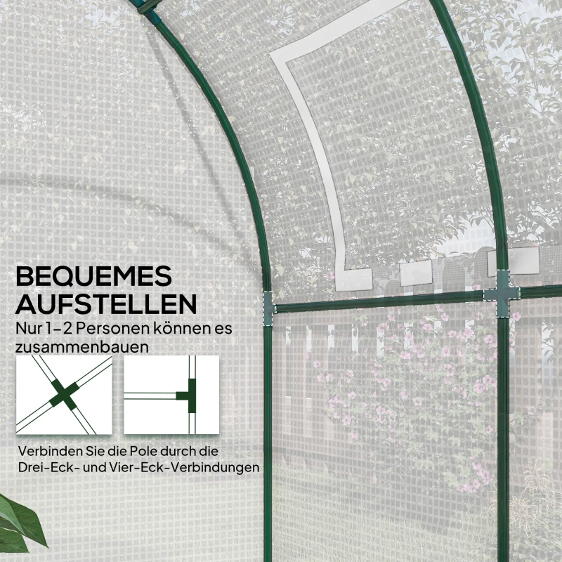 Outsunny Gewächshaus, Tragbares Pflanzenhaus mit Stahlrahmen und Kunststoff-Abdeckung, Weiß