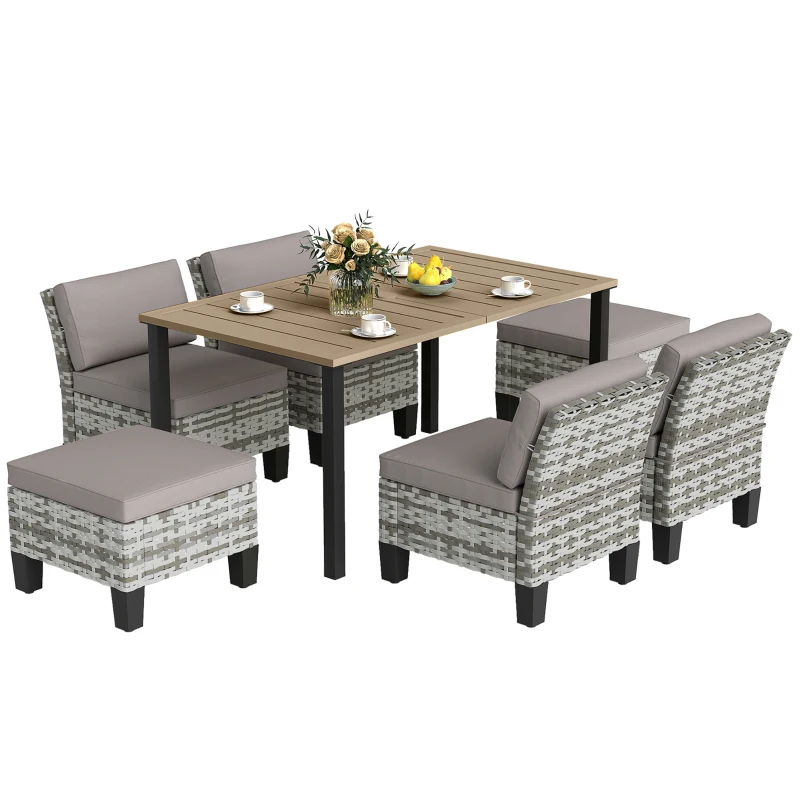 Outsunny Seven-Piece Rattan Dining Set - Grey