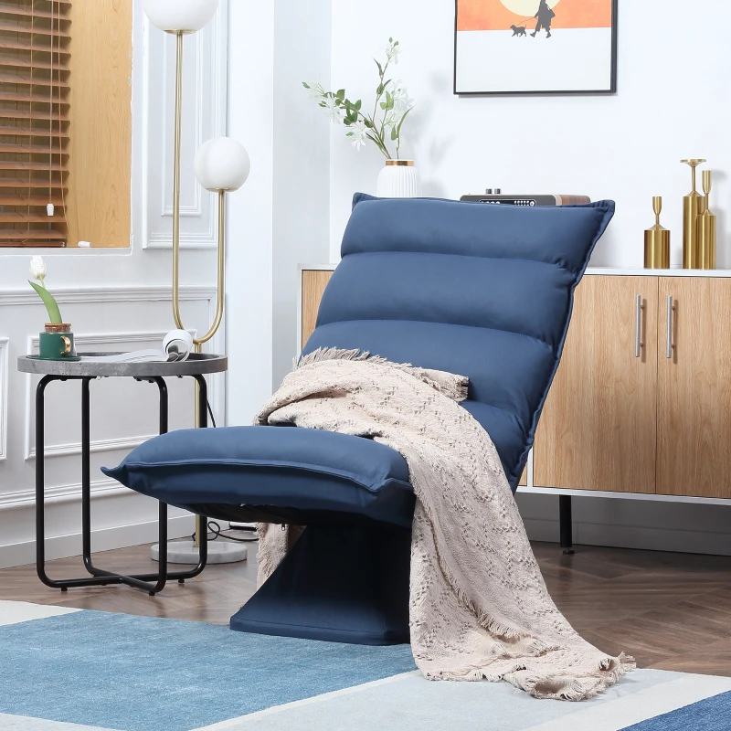 HOMCOM Fauteuil de sol paresseux pivotant 360° avec dossier inclinable design capitonné 62 x 70 x 95 cm bleu