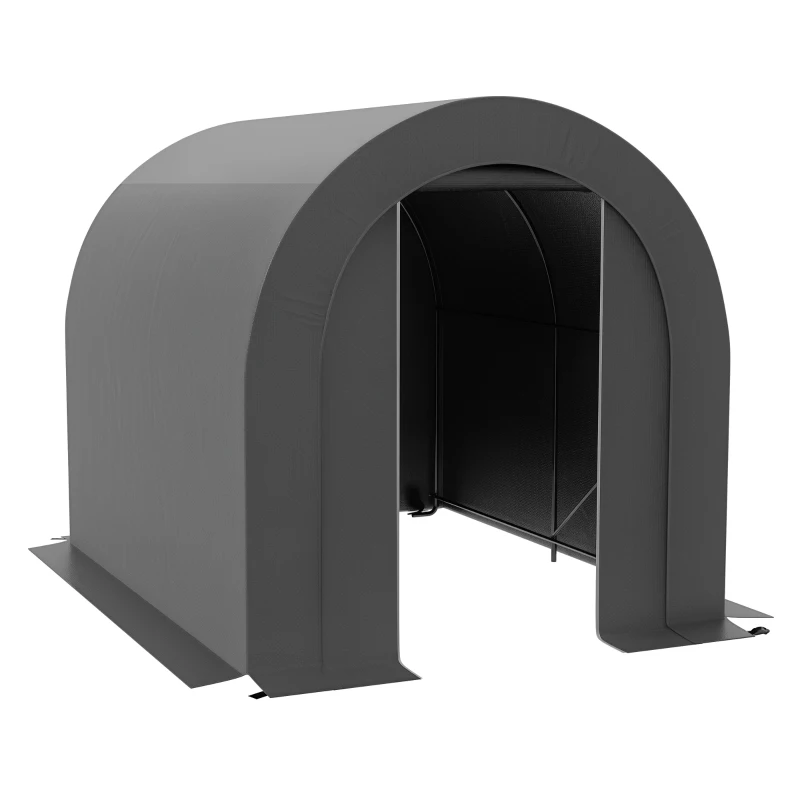 Outsunny Abri de jardin tente de rangement extérieur abri de vélo garage pour vélo bâche en PE métal 2,4 x 1,8 x 1,9 m gris foncé