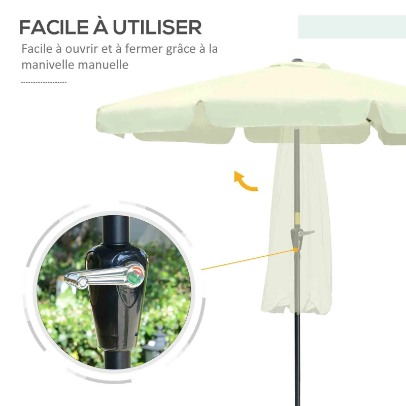 Outsunny Parasol de jardin extérieur parasol inclinable rond Ø2,7 m avec manivelle et protection solaire UV50+, beige