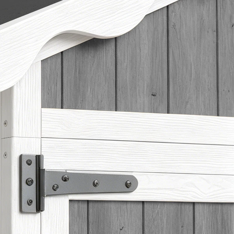 Outsunny Armário de Jardim de Madeira 105x55x179 cm Abrigo de Exterior com Portas 4 Prateleiras Extraíveis Teto Metal Galvanizado Cinza