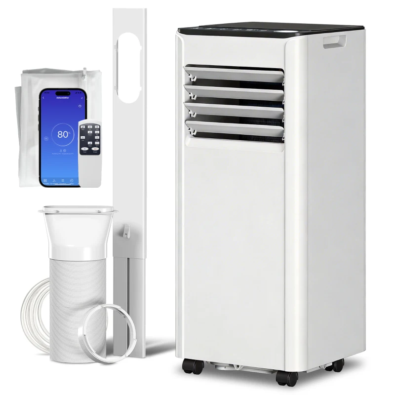 HOMCOM Portable Air Conditioner 9000 BTU, 4-in-1 AC Unit with Cool, Dehumidifier, Fan, Sleep Mode, WiFi Voice Remote Control