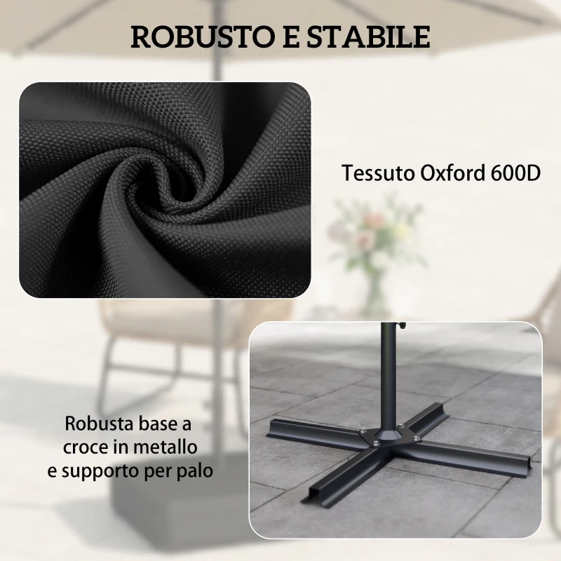 Outsunny Base per Ombrellone Riempibile con Sabbia 80 kg/Sabbia Bagnata 90 kg, per Pali di Ombrelloni da Ø48 mm, Nero
