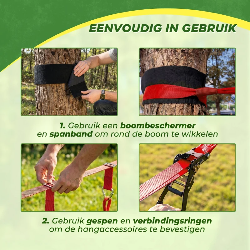 AIYAPLAY Ninja Line Kinderen 10m Slackline Set met turnringen schommel klimladder klimnet voor 3-6 jaar 1000x300x180 cm Rood