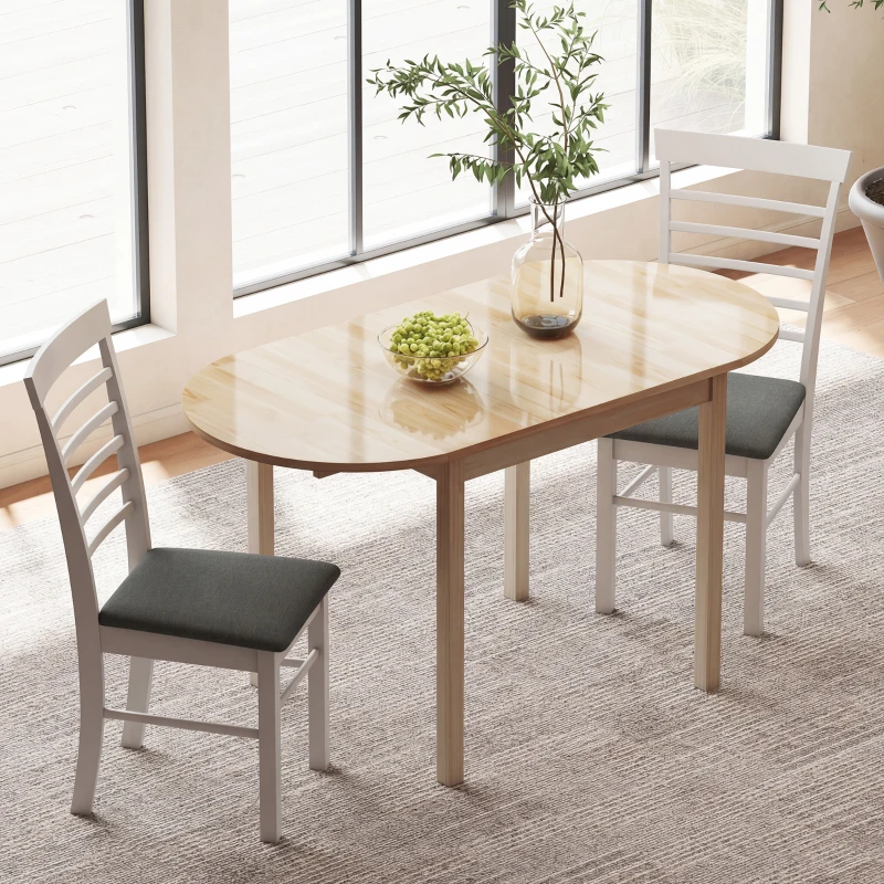 HOMCOM Table de salle à manger pliante ovale en bois massif 2 abattants peu encombrante 140L x 70l x 75H cm(m-2)