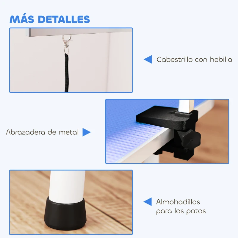 PawHut Mesa de Peluquería Canina Plegable con Encimera Antideslizante Brazo Ajustable 81x48,5x80 cm Azul