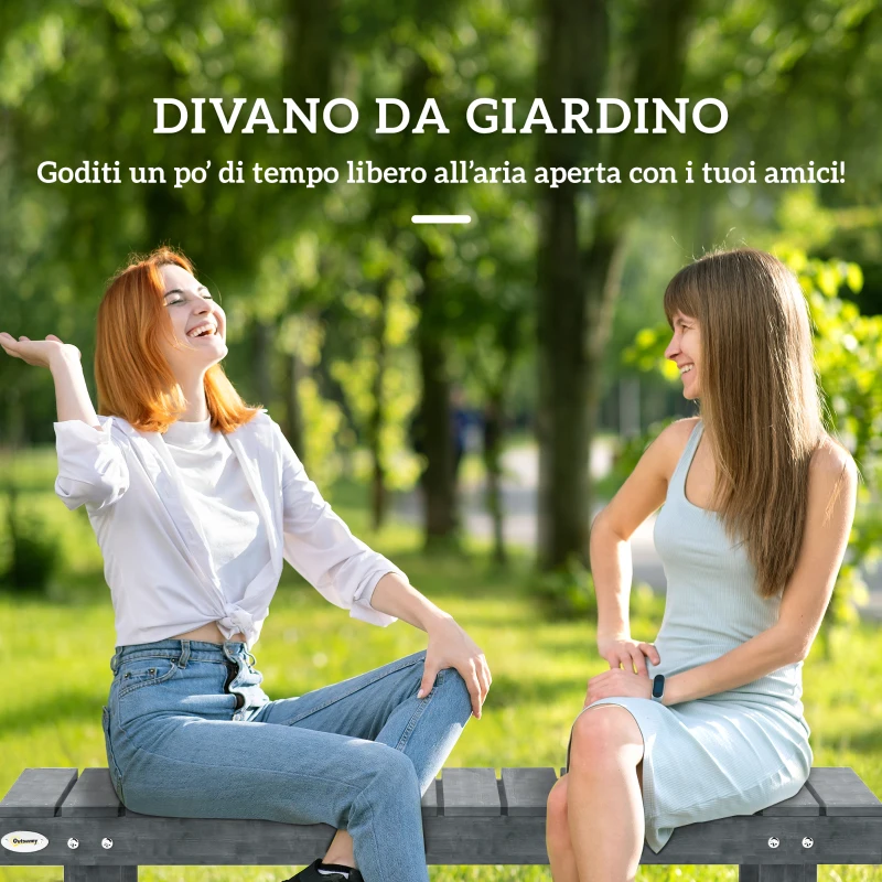 Outsunny Panchina da Giardino a 2 Posti Impermeabile in Legno di Abete, 110x38x35 cm, Grigio