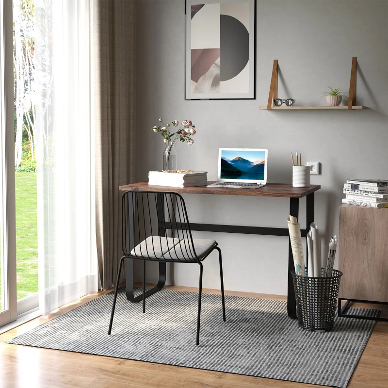 HOMCOM Bureau Design Industriel châssis métal Noir Plateau Panneaux Particules Coloris boisé