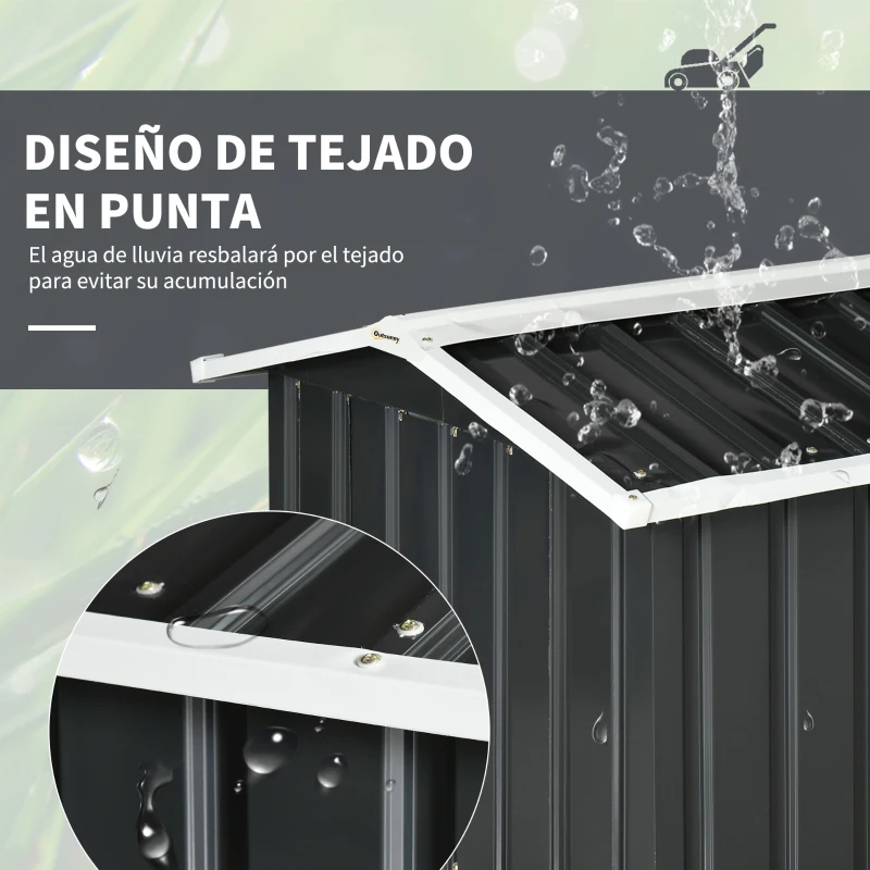 Outsunny Garaje para Robot Cortacésped de Acero Galvanizado con Techo Dos Aguas para Jardín Exterior 87x103x66 cm Gris Oscuro