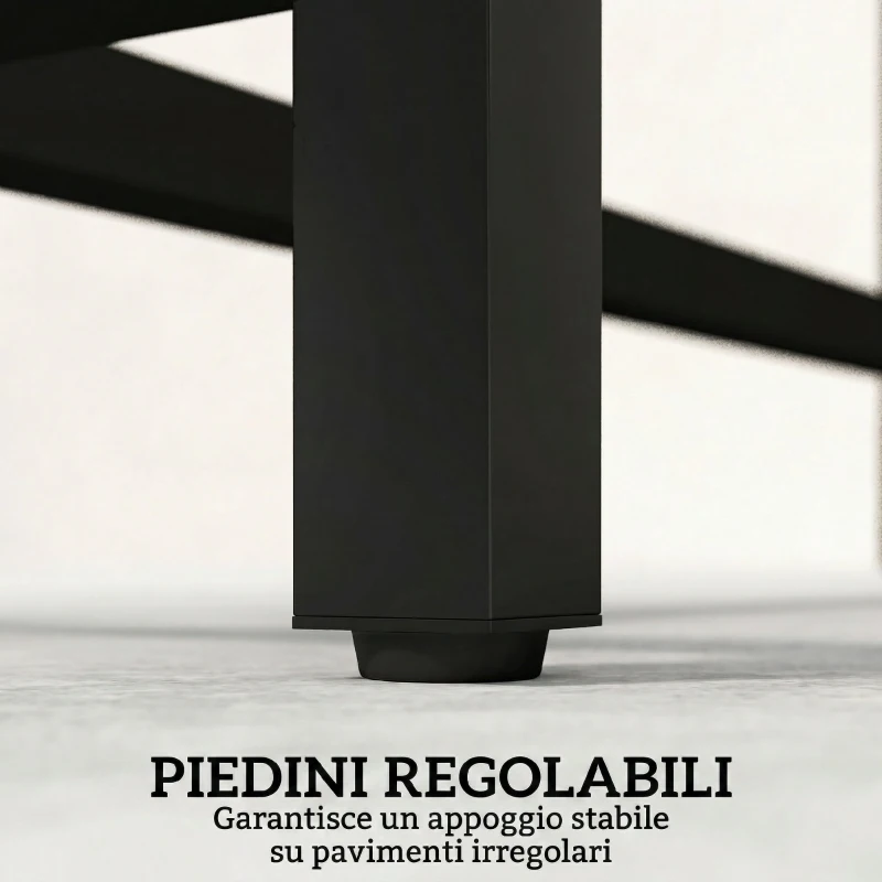 Outsunny Panchina Moderna Industriale da Esterno per Patio e Giardino, Senza Schienale, Nero