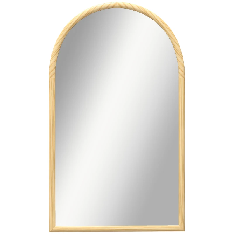 HOMCOM Miroir mural arche, 110 x 65 cm Cadre en bois, Miroir arqué pour le salon, la chambre, l'entrée, bois naturel