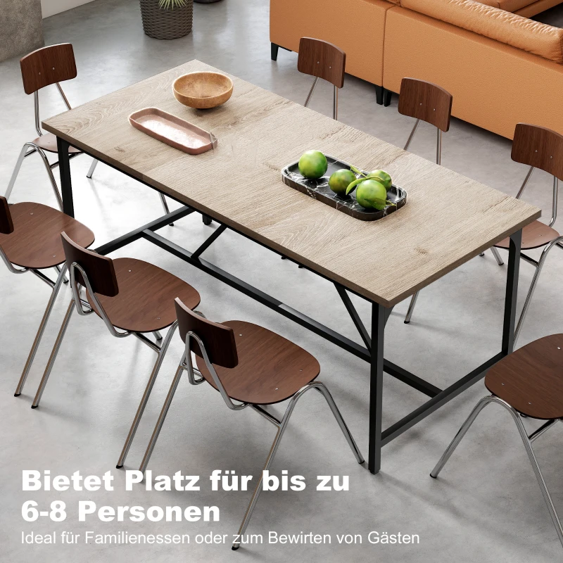HOMCOM Esstisch für 6-8 Personen Moderner Rechteckiger Küchentisch mit Holzoptik, 180 x 80 x 75,5 cm, Natur