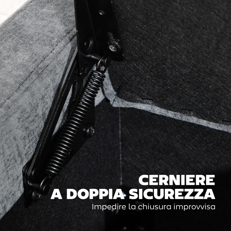 HOMCOM Cassapanca 142L Pouf Contenitore, Seduta Ampia Imbottita, in Lino, Capacità 200 kg, Grigio Chiaro