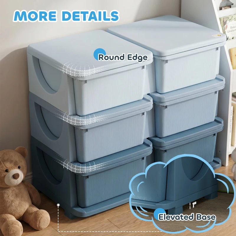 HOMCOM Kids Storage Unit, with Six Drawers - Blue