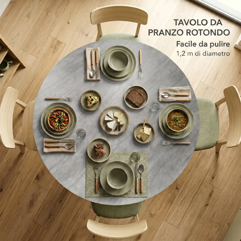 HOMCOM Tavolo Pieghevole 2-6 Persone, Ali Pieghevoli, Struttura Acciaio Doppia X, Grigio Cemento