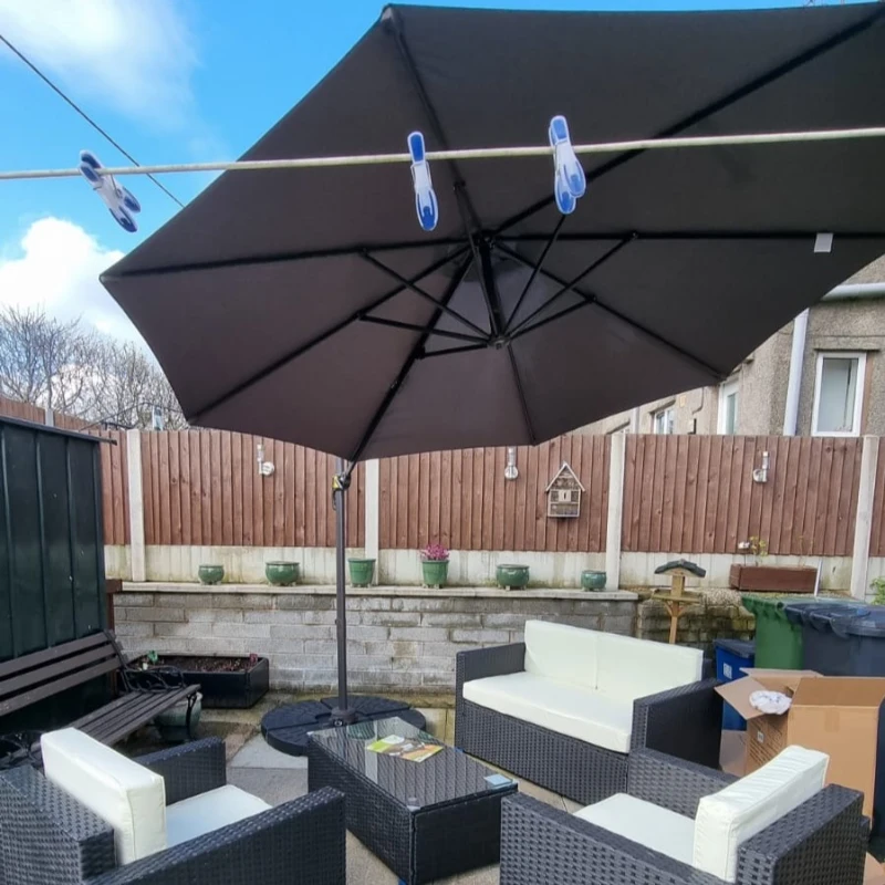 Outsunny 3(m) Offset Parasol Cantilever Hanging Umbrella 360° Rotation w/ Base Dark Grey