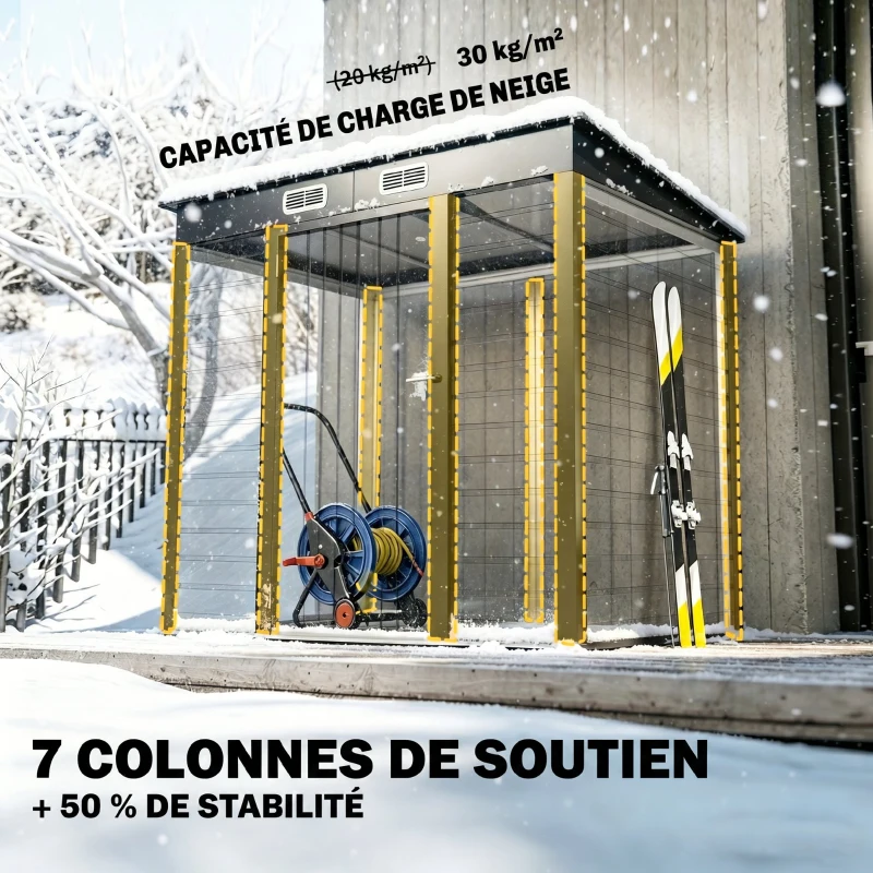 Outsunny Abri de jardin 2,3m² - pour Outils - cabanon Porte verrouillable - dim. 191L x 130P x 166,5-183H cm - acier
