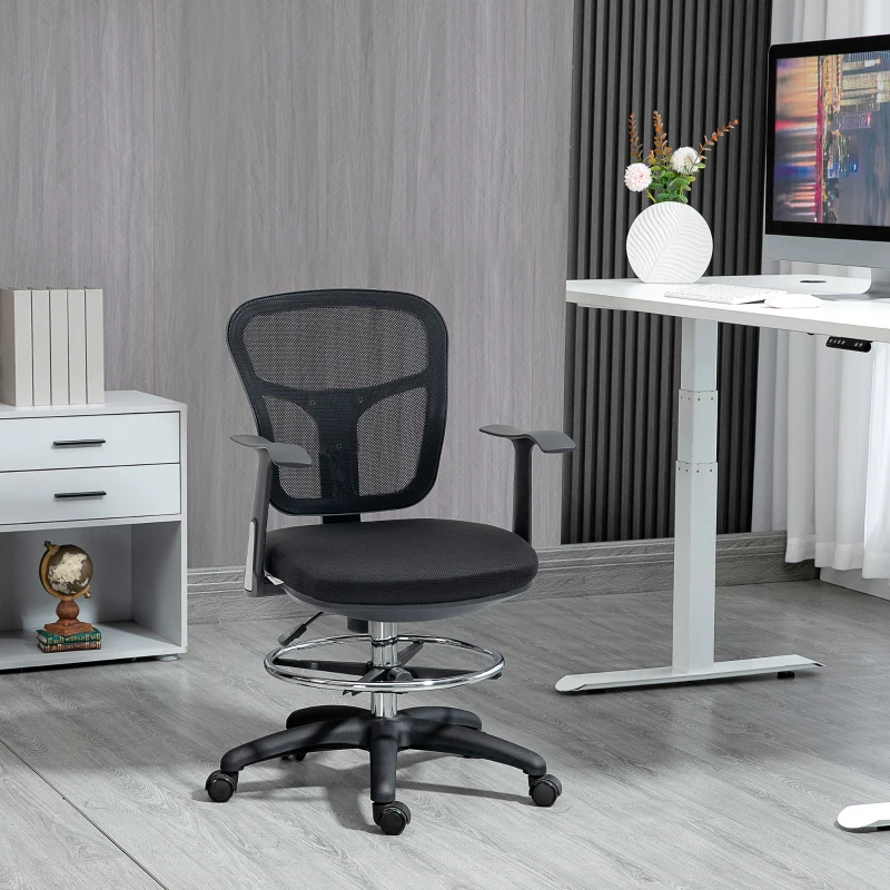 Vinsetto Fauteuil de bureau chaise en maille chaise de bureau assise haute réglable avec repose-pied pivotant à 360 °