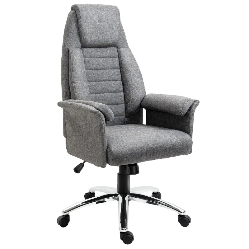 HOMCOM Chefsessel, höhenverstellbar, 5 Rollen, ergonomische Form, 68 cm x 69 cm x 126 cm, Grau
